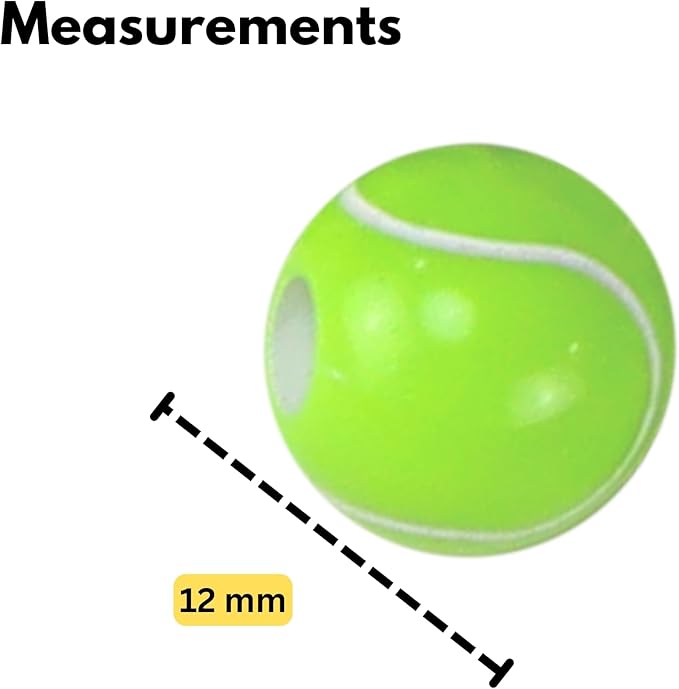 Iconikal 240-Count Acrylic Beads, 12mm Round Plastic Craft Beads for Bracelets, Necklaces, Keychains & Lanyards (Tennis)