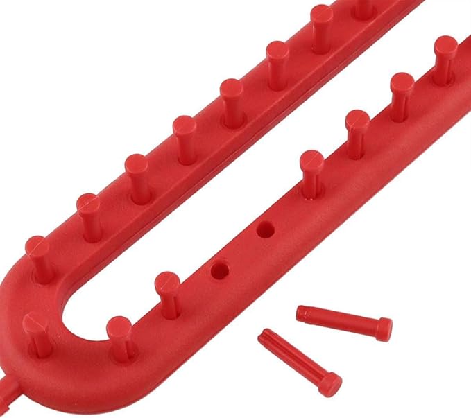 CGECGE 1Set 26cm Red Rectangular Knitting Loom Kit with Hooks - Children's Scarf Weaving Machine for Knitting Enthusiasts, Yarn Craft Supplies (Safe ABS Material, Multi-Purpose Yarn Craft)