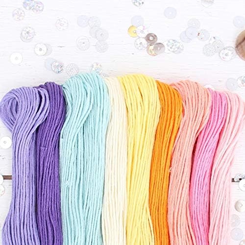 ThreadArt Premium Egyptian Long Fiber Cotton Embroidery Floss Thread Kit in Confetti Colors - Six Strand Set for Hand Embroidery, Friendship Bracelets, Cross stitch and Crafts