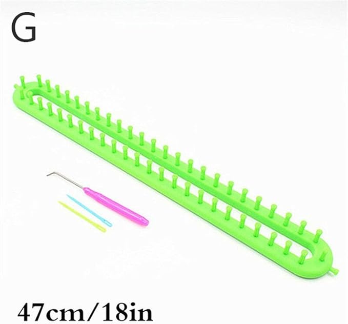 Knitting Loom Knitter Kit Plastic Yarn Cord Knitter with Hook Needle Hat Looms Long Knitting Loom DIY for Scarf Sweater Shawl Blankets(Green)