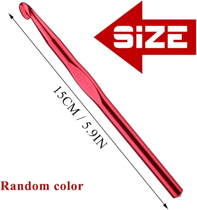 8mm Aluminum Crochet Hook, Smooth Crochet Needles, Knitting Needles for Yarn Craft, Great Handmade DIY Present for Friends, Random Color
