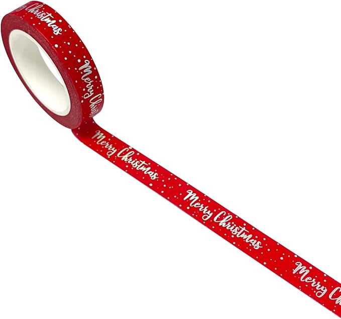 allydrew Holographic Washi Masking Tape, 10mm x 10M, Merry Christmas
