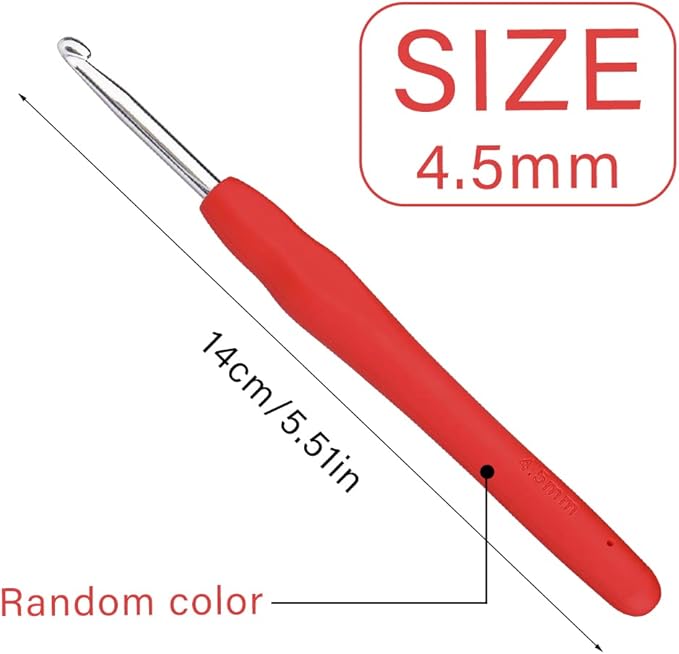 4.5 mm Crochet Hook, Ergonomic Handle for Arthritic Hands, Extra Long  Knitting Needles for Beginners and Crocheting Yarn (4.5 mm)