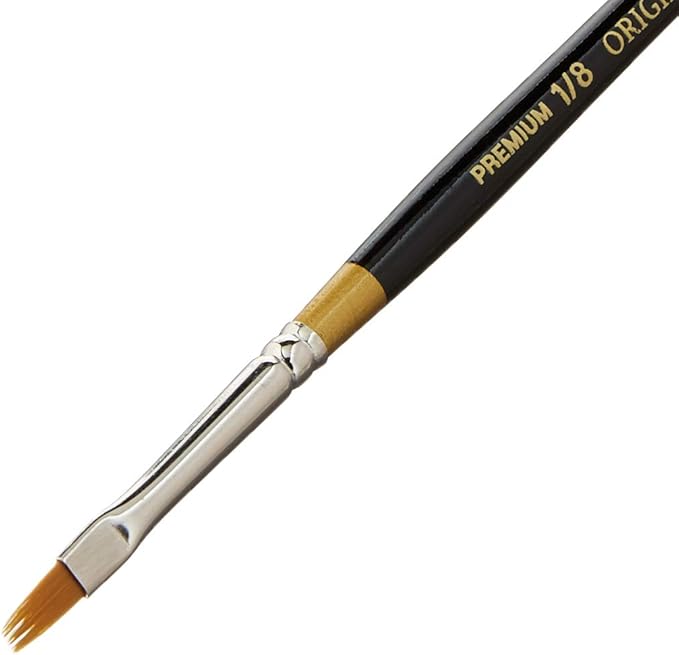 KINGART Premium Original Gold 9120-1/8 RAKE Series Artist Brush, Golden Taklon Synthetic Hair, Short Handle, for Acrylic, Watercolor, Oil and Gouache Painting, Size 1/8"