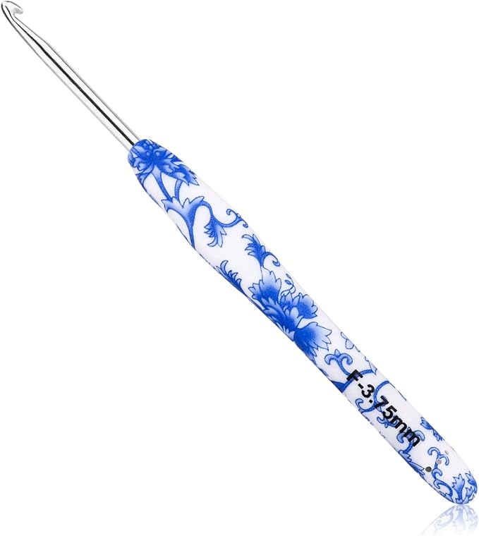 BCMRUN 3.75 mm(F) Crochet Hook, Ergonomic Handle for Arthritic Hands, Extra Long  Knitting Needles for Beginners and Crocheting Yarn (3.75mm-F)