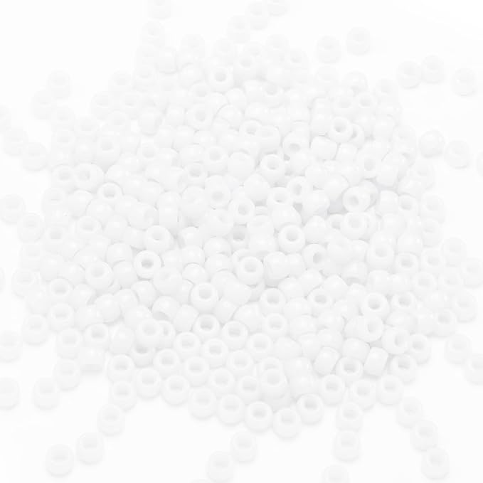 Gxueshan 1000 Pcs Acrylic White Pony Beads 6x9mm Bulk for Friendship Bracelet Necklace Jewelry Making Earring Hair Braiding