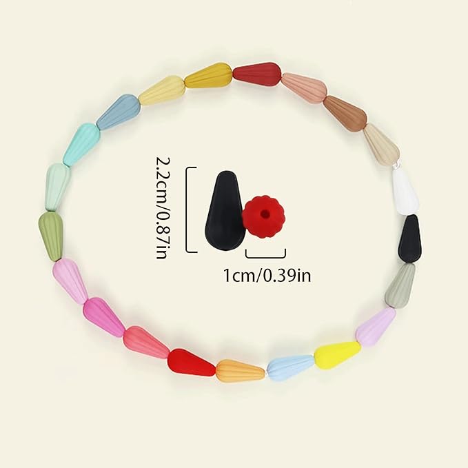 40PCS Cone Silicone Beads Colorful Silicone Beads Bulk Spacer Beads Colorful Focal Beads for DIY Craft Garland Keychain Lanyard Necklace Bracelet Jewelry Making Accessories Handmade Crafts