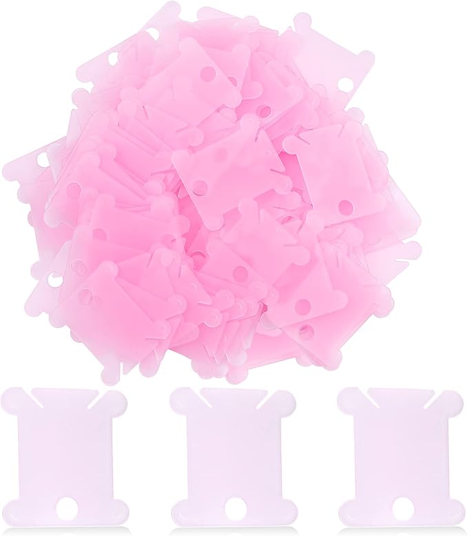 100 Pcs Plastic Floss Bobbin, Embroidery Floss Bobbins, Cross Stitch Embroidery Cotton Thread Embroidery Floss Thread Craft, Pink Embroidery Thread Organize for DIY Sewing Craft