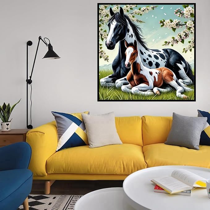 Axquilon Horse Diamond Art Kits for Adults - Diamond Painting Kits for Adults Beginner, DIY 5D Full Drill Horse Gem Art for Home Wall Decor 12x12 inch