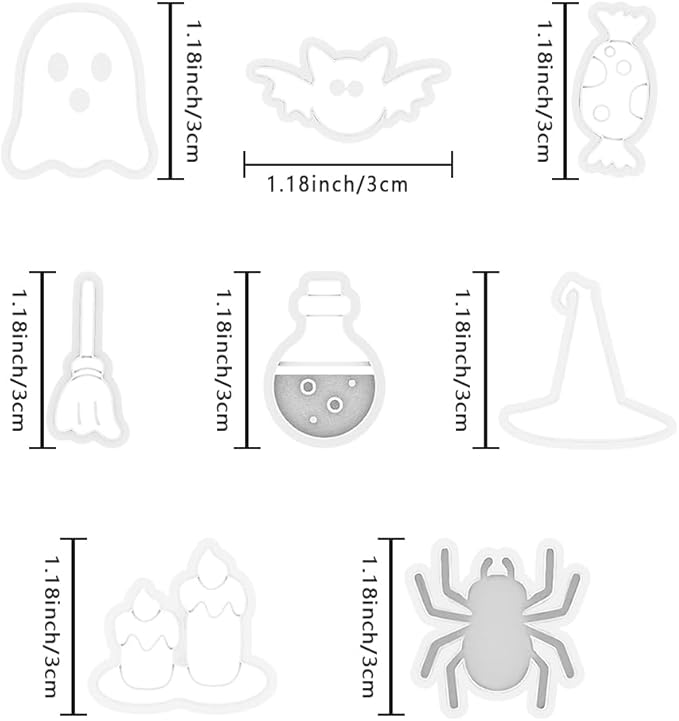 Xaekicr Halloween Polymer Clay Cutters Set – 8Pcs Halloween Clay Earring Cutters with Ghost, Witch Hat, Bat, Spider – Polymer Clay Molds & Clay Tools for DIY Jewelry