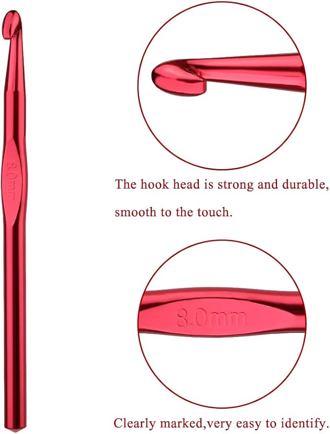 8mm Aluminum Crochet Hook, Smooth Crochet Needles, Knitting Needles for Yarn Craft, Great Handmade DIY Present for Friends, Random Color