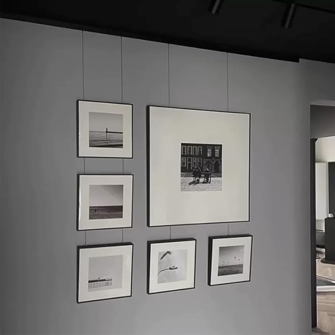 Picture Hanging Systems, for Art Galleries, Home, Two 48inch Rails, Click Rail Kits (2 Black Rails 4 Steel Cables & 4 Hooks)