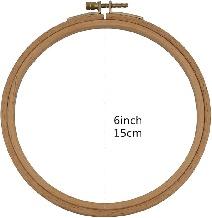 2 pack 6 inch wood embroidery hoop, guofa beech wood cross stitch hoops for diy decoration