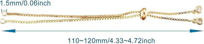 FASHEWELRY 20 Strands Adjustable Brass Bracelet Slider Extender Chains with Rhinestone Ends 4.72-4.96 Inch Real Metal Plated for DIY Jewelry Making (Random Mixed)