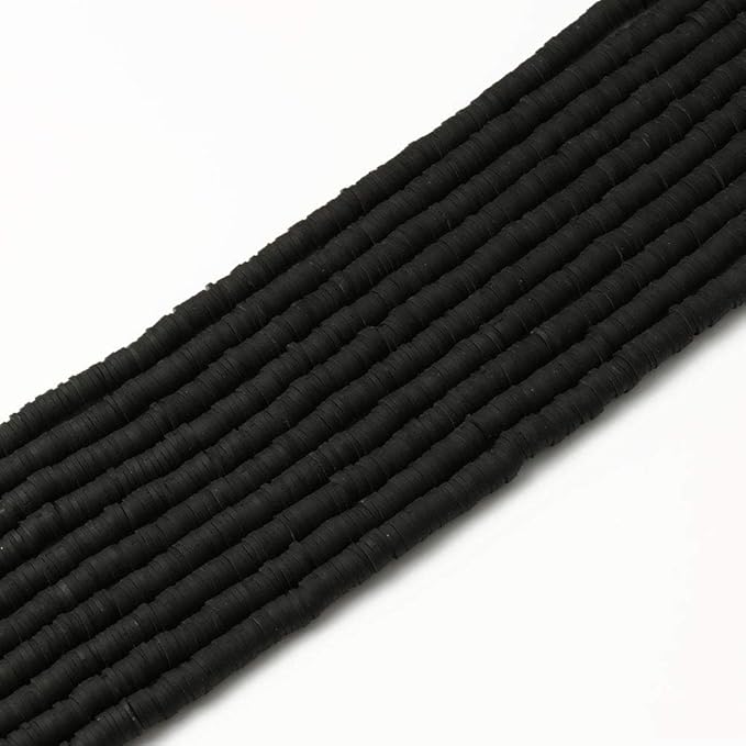 3600 pcs Black Clay Beads for Bracelets Making, 10 Strands Flat Round Polymer 6mm Spacer Heishi Beads for Jewelry Making Earring Necklace