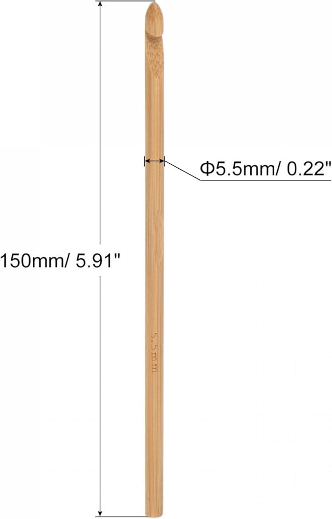 uxcell Wooden Bamboo Crochet Hook 5.5mm US Size I (Size 9) Knitting Crochet Needles for DIY Craft Yarn 6Pcs