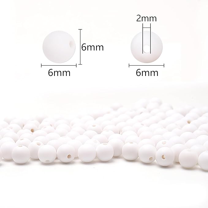 bonny boxx 1000pcs 6mm matte white acrylic round beads, frosted plastic resin bubblegum balls chunky gumball beads for necklace and bracelet making, crafting supplies