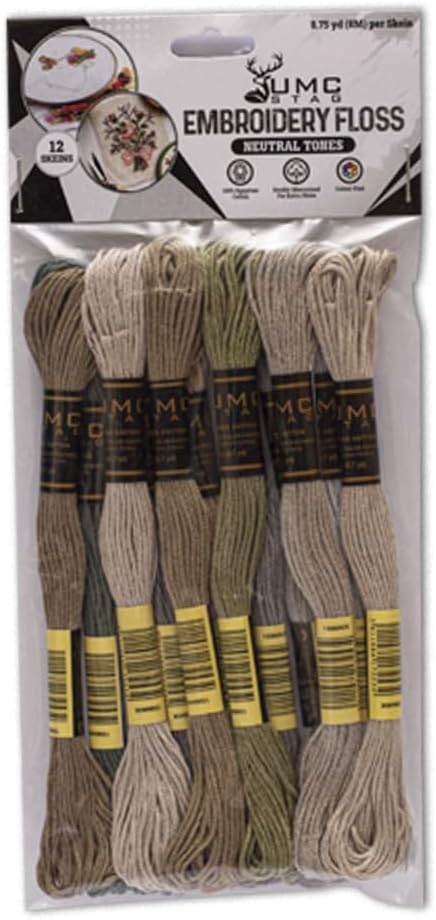 12 Pieces | Premium Embroidery Thread | 100% Egyptian Cotton Premium Skeins | Cross Stitch Embroidery Floss | Oeko TEX Certified Stranded Cotton (Grey Tones)
