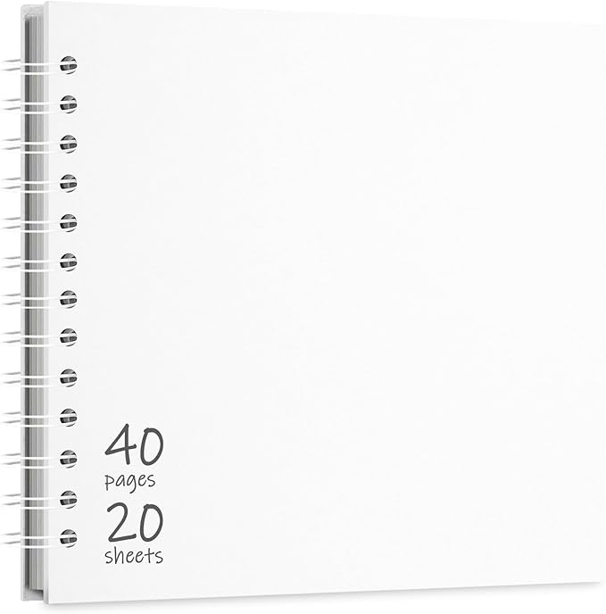Vienrose DIY Scrapbook Album 7x7 Inch Hardcover Kraft Paper Scrap Book Photo Albums with 40 Blank Pages for Wedding Baby Shower, White