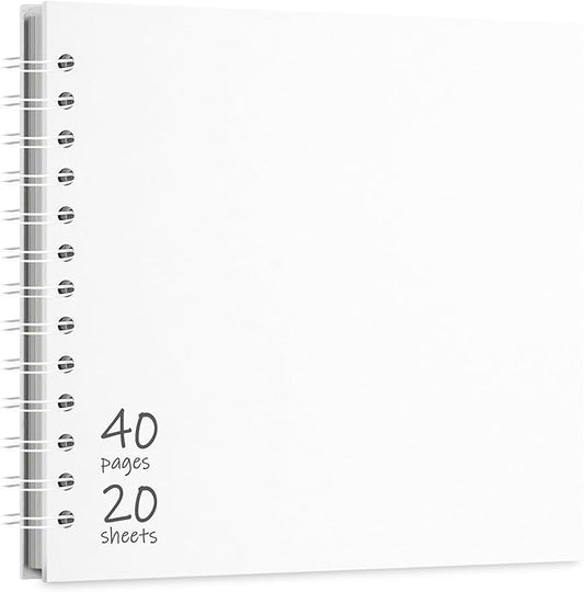 Vienrose DIY Scrapbook Album 7x7 Inch Hardcover Kraft Paper Scrap Book Photo Albums with 40 Blank Pages for Wedding Baby Shower, White