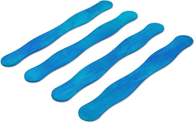 Wooden Blue 8" Fan Handles, Wedding Programs, Paint Mixing, Pack 50, Jumbo Craft Popsicle Sticks for Auction Bid Paddles, Wooden Wavy Flat Stems for Any DIY Crafting Supplies Kit, by Woodpeckers