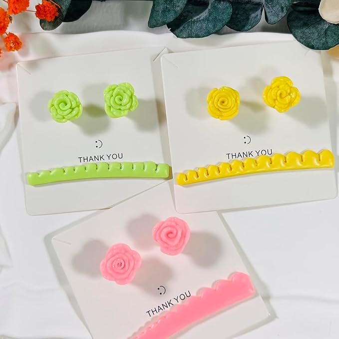 Xaekicr 3pcs Rose Petal Clay Cutters Set – Polymer Clay Cutters for Flower Earrings, Clay Molds for Jewelry Making, Clay Tools for DIY Art Projects
