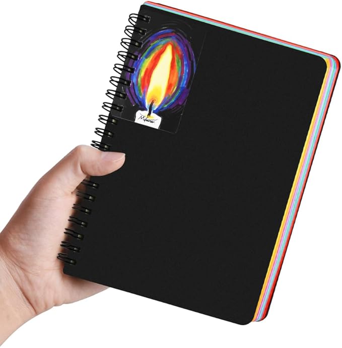 5" x 7" Premium Colored Paper Sketchbook, Spiral Bound Art Journal Sketchbook, 92 Sheets 80 GSM Acid-Free Construction Paper,Mixed Media Sketch Pad for Drawing Coloring Sketching.12 Assorted Colors