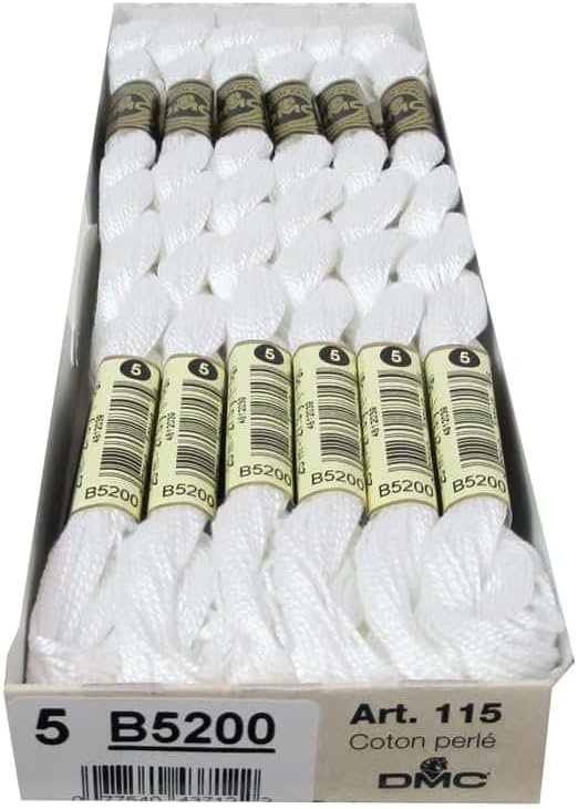DMC Thread Pearl Cotton Skeins Size 5 27.3 Yards Snow White 115 5-B5200 (12-Pack)