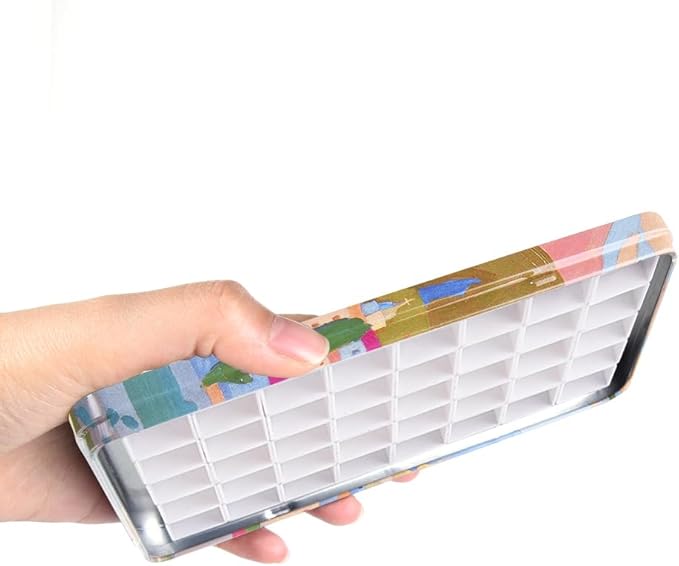 40Pcs Empty Half Pans with Magnetic Stripe Watercolor Paint Travel Tin Palette Case, Artist Paints Half Pan Kits for DIY Watercolor Oils or Acrylics Painting Art Drawing City