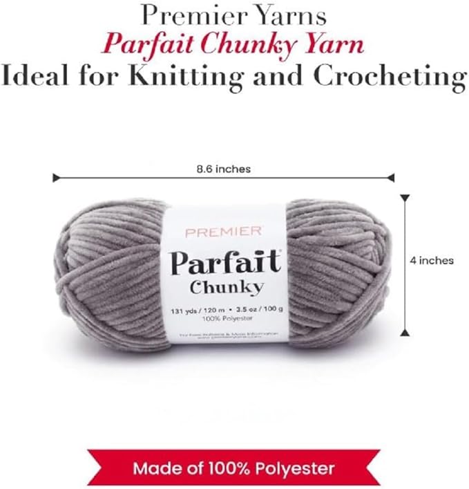 Premier Yarns Parfait Chunky Chenille Yarn 3.5 Oz 6 Super Bulky Weight 3 Pack Bundle with Bella's Stitch Place Holders (Seal)