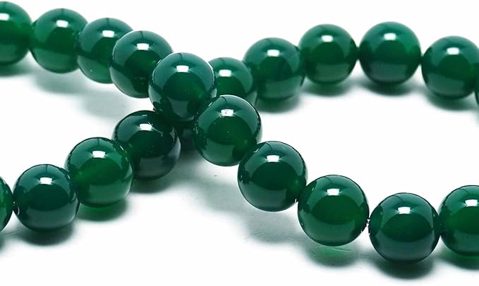 8mm Natural Stone Beads for Jewelry Making - Gemstone Round Loose Beads for Bracelets(45-48pcs, Green Agate)