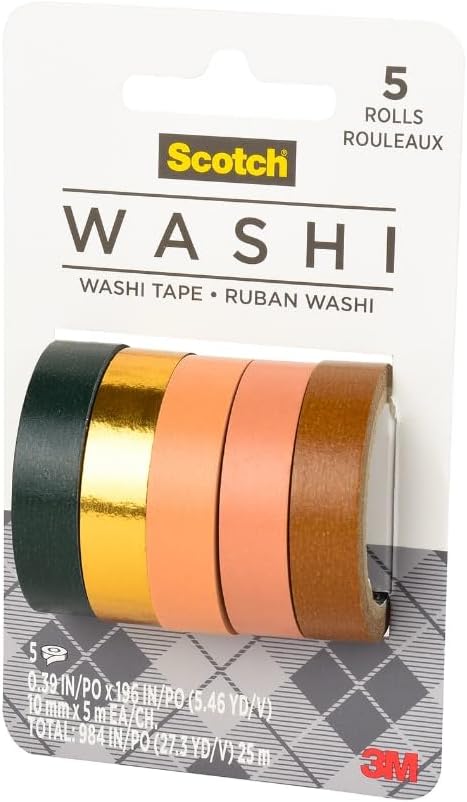 Scotch Washi Tape, Sunset Design, 5 Rolls, Great for Bullet Journaling, Scrapbooking and DIY Décor (C1017-5-P5)