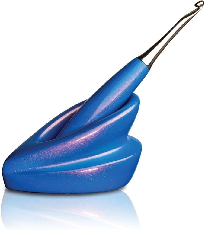 Furls Crochet Hook, Odyssey Blue, Nickel Plated Tip for Effortless Glide, Ergonomic Handle Crochet Hooks 7" (Odyssey Blue, M - 8.00MM)