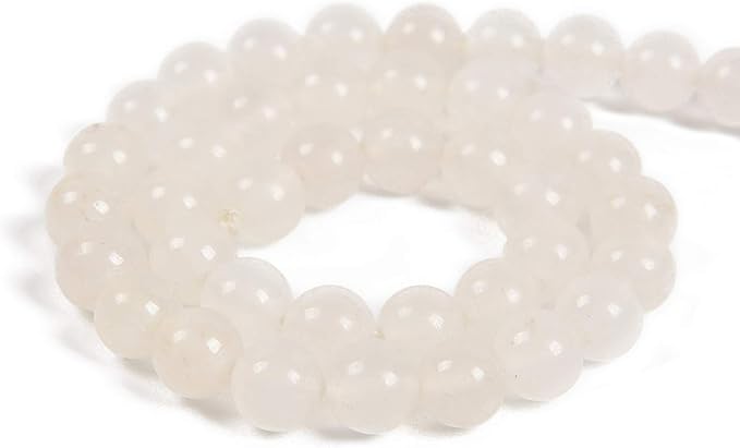 90pcs 4mm Natural White Jade Gemstone Round Spacer Loose Stone Beads for Jewelry Making 15.5" 1 Strand (White Jade, 4mm 90Beads)