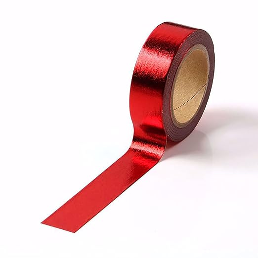 Foil Washi Tape,2 Rolls 5/8" x 393 inches(15mm*10M) Washi Tape, Masking Tape Craft Supplies Tape for Scrapbooking DIY Craft DecorativeFoil Washi (Red)