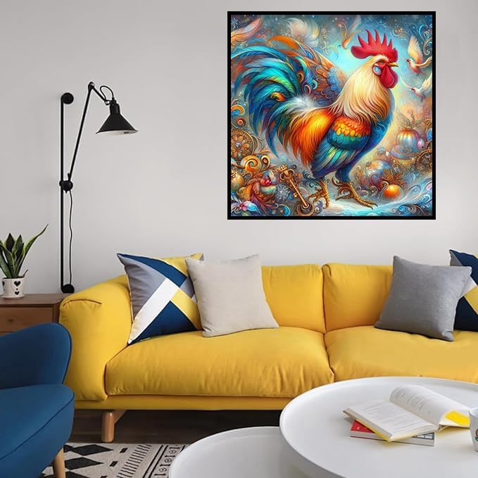 Axquilon Diamond Art Kits for Adults - Chicken Diamond Painting Kits for Adults Beginner, DIY 5D Full Drill Gem Art for Home Wall Decor 14x14 inch