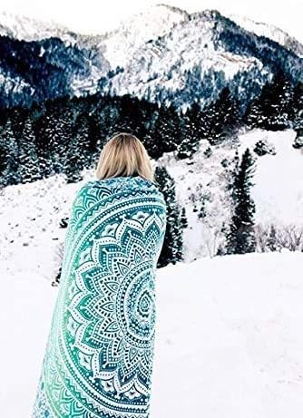 popular handicrafts hippie mandala ombre tapestry wall hanging - indian maditation green gypsy bohemian hippy psychedelic dorm room decor poster 30 x 40 inch