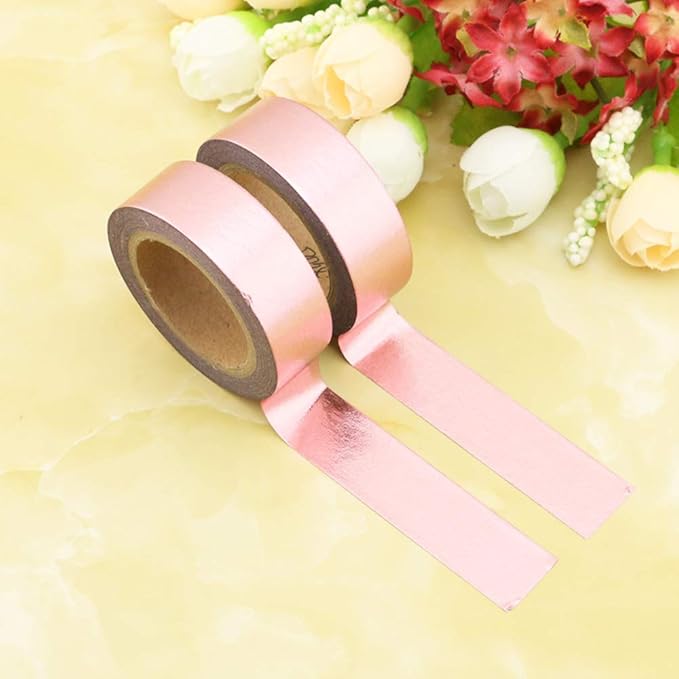 MEI YI TIAN 6 Rolls Rose Gold Foil Washi Tape Set 15mm x 10m Gilding Paper Adhesive Masking Tapes Sticky Paper Tape for DIY Scrapbooking Bullet Crafts Art Journal Decoration