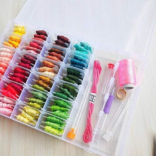 Opret 2 Pack 36 Grids Plastic Storage Box Clear Organizing Containers Craft Organizers and Storage with Adjustable Dividers for Washi Tapes Thread Craft Jewelry Fishing Tackles, Size 10.8×6.8×1.7in
