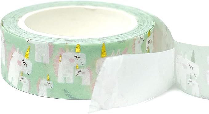 allydrew Gold and Silver Foil Washi Masking Tape, 15mm x 5M, Unicorns