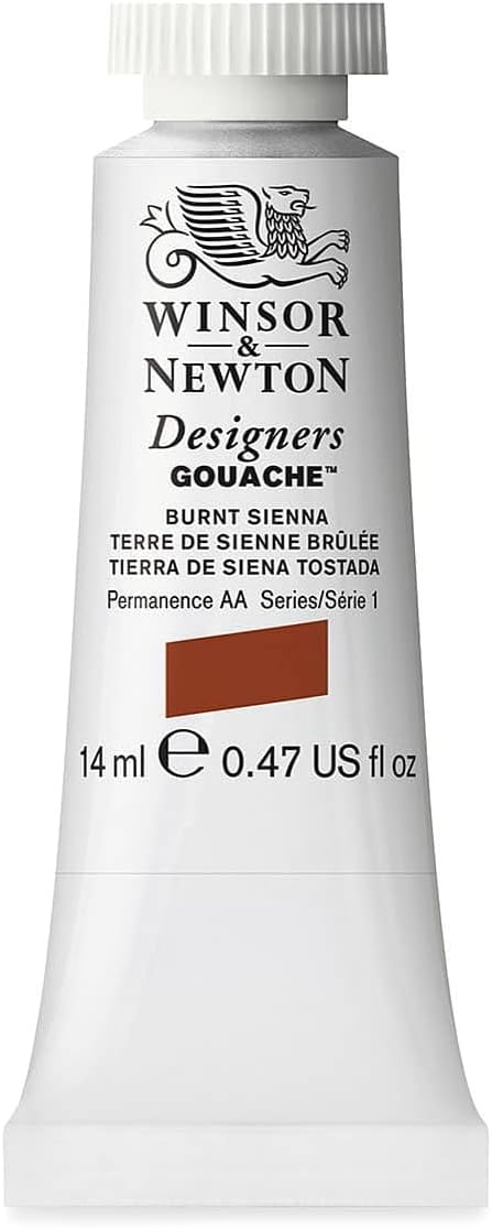 Winsor & Newton Designer's Gouache, 14 ml (0.47oz) tube, Burnt Sienna