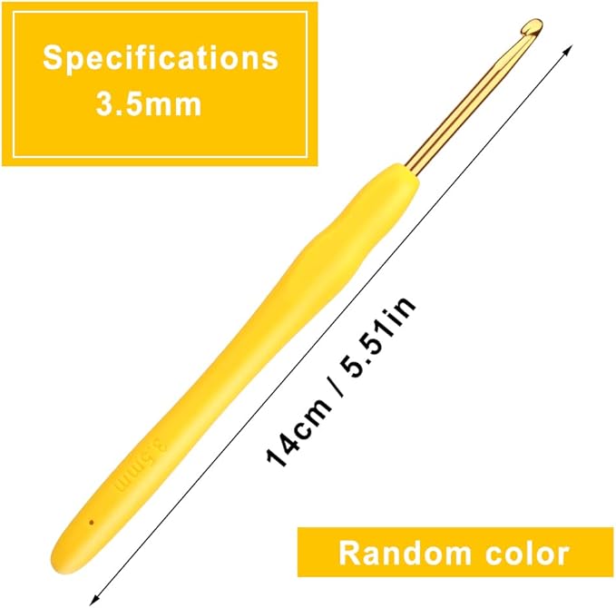 kgxulr 3.5 mm Crochet Hook, Aluminum Soft Grip Rubber Handle Needles Ergonomic Knitting Needles Crochet Needle for Beginners and Handmade DIY Knitting Crochet (3.5 mm)