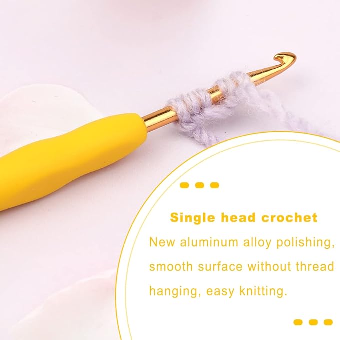 kgxulr 3.5 mm Crochet Hook, Aluminum Soft Grip Rubber Handle Needles Ergonomic Knitting Needles Crochet Needle for Beginners and Handmade DIY Knitting Crochet (3.5 mm)