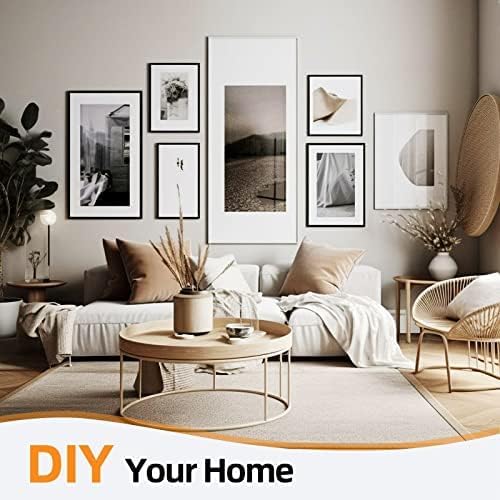 Picture Hanging Strips 80 Strips, Damage Free Removal, Wall Poster Picture Hangers Without Nails, Sticky Hook & Loop Adhesive Strips for Poster/Picture/Home/Office, 40 Pairs/Medium, Black