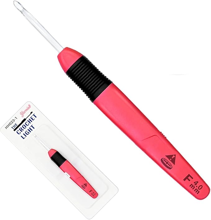 Yarniss Lighted Crochet Hook,4.0mm Crochet Hook Glow in Dark with Battery,Dark Red