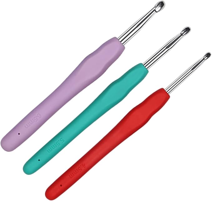 Crochet Hooks 4.5mm 5.5mm 6.5mm Crochet Needles QLRFFLJOY 3 pcs Crochet Hook Set DIY Yarn Weaving Tools for Knitting Gloves, Shoes, Bags, Hats, Socks, Scarf
