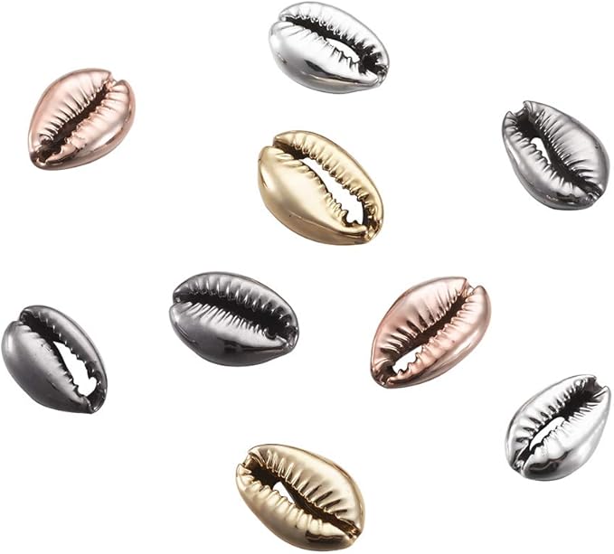Cheriswelry 50pcs Electroplated Shell Beads Cowrie Shells Spiral Sea Shell Summer Beach Loose Spacer Beads for Bracelet Craft Jewelry Making Vase Filler Fish Tanks Home Decoration 15~20mm