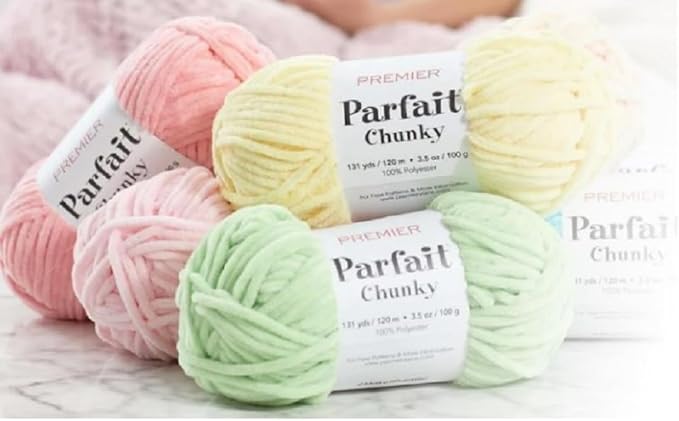 Premier Yarns Parfait Chunky Chenille Yarn 3.5 Oz 6 Super Bulky Weight 3 Pack Bundle with Bella's Stitch Place Holders (Seal)