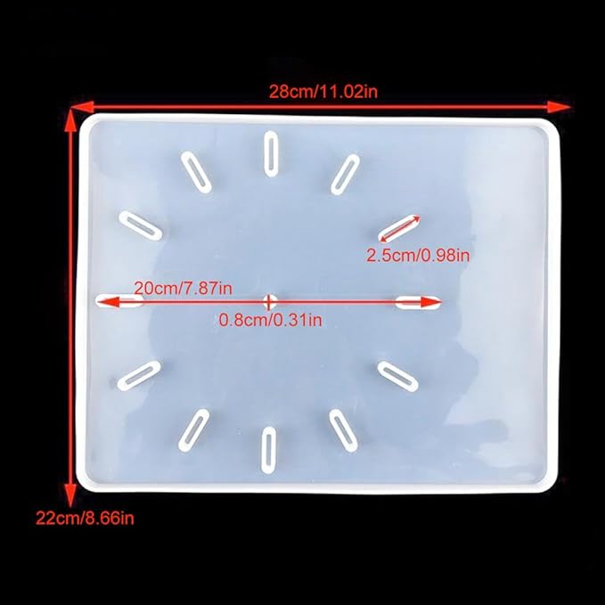 Clock Molds for Resin Casting Square Clock Wall Decor Clock Silicone Mold with Clock Movement for Wall Clack Art Home Decoration Hanging Ornaments DIY Epoxy Resin Mold Kit