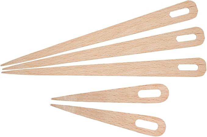 Haosie Wood Needle, 5 Pack Wooden Weaving Crochet Needle Hand Loom Stick Tapestry Sewing Making DIY Crafts Tools